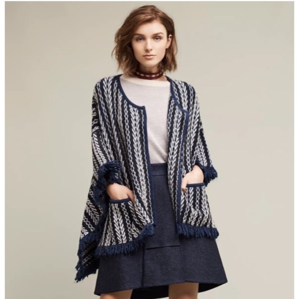 Anthropologie Sleeping on Snow Tajo Jacquard Poncho NWT One Size